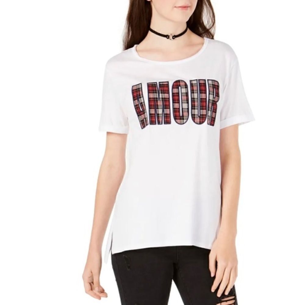 Carbon Copy Womens Amour Embellished T-Shirt, White, NWT